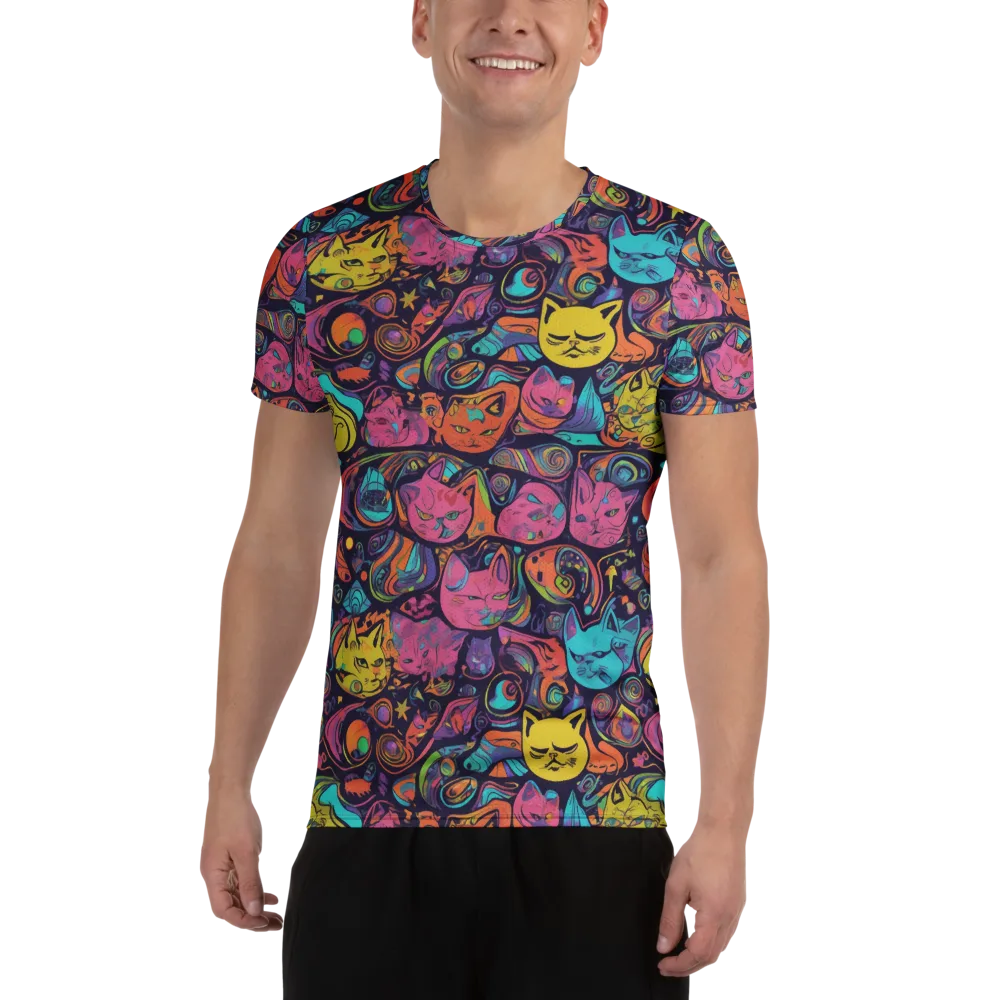 Moonlit Meow on Men's Athletic T-Shirt — Front