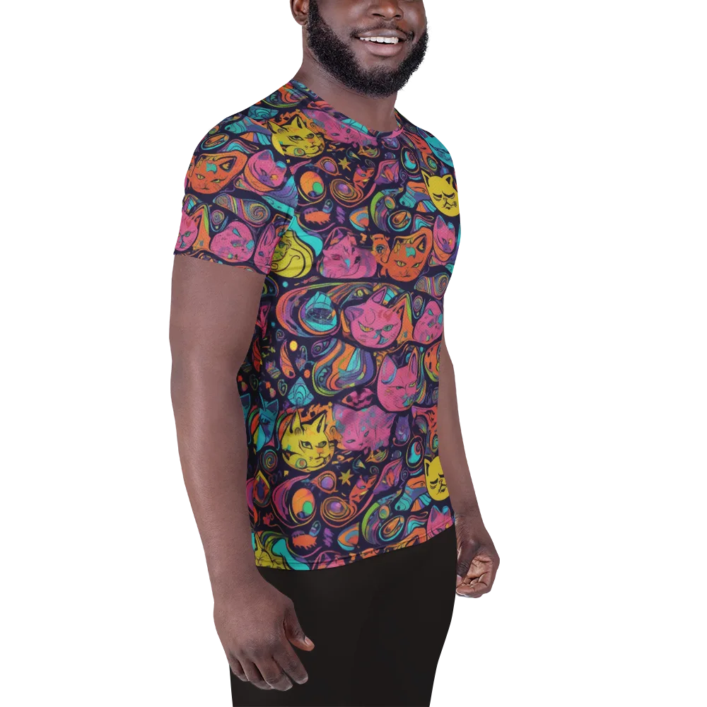 Moonlit Meow on Men's Athletic T-Shirt — Right