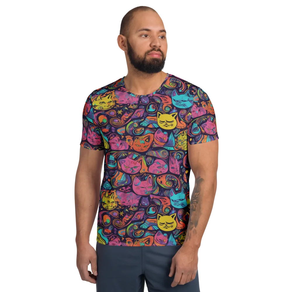 Moonlit Meow on Men's Athletic T-Shirt — Front