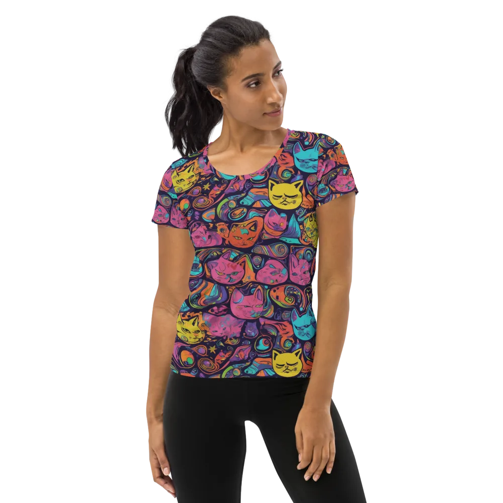 Moonlit Meow on Women's Athletic T-Shirt — Front