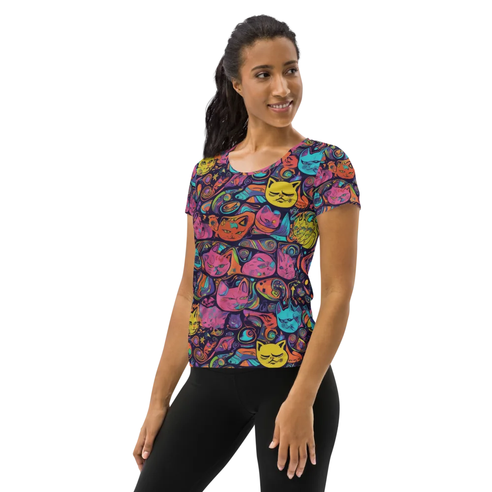 Moonlit Meow on Women's Athletic T-Shirt — Left