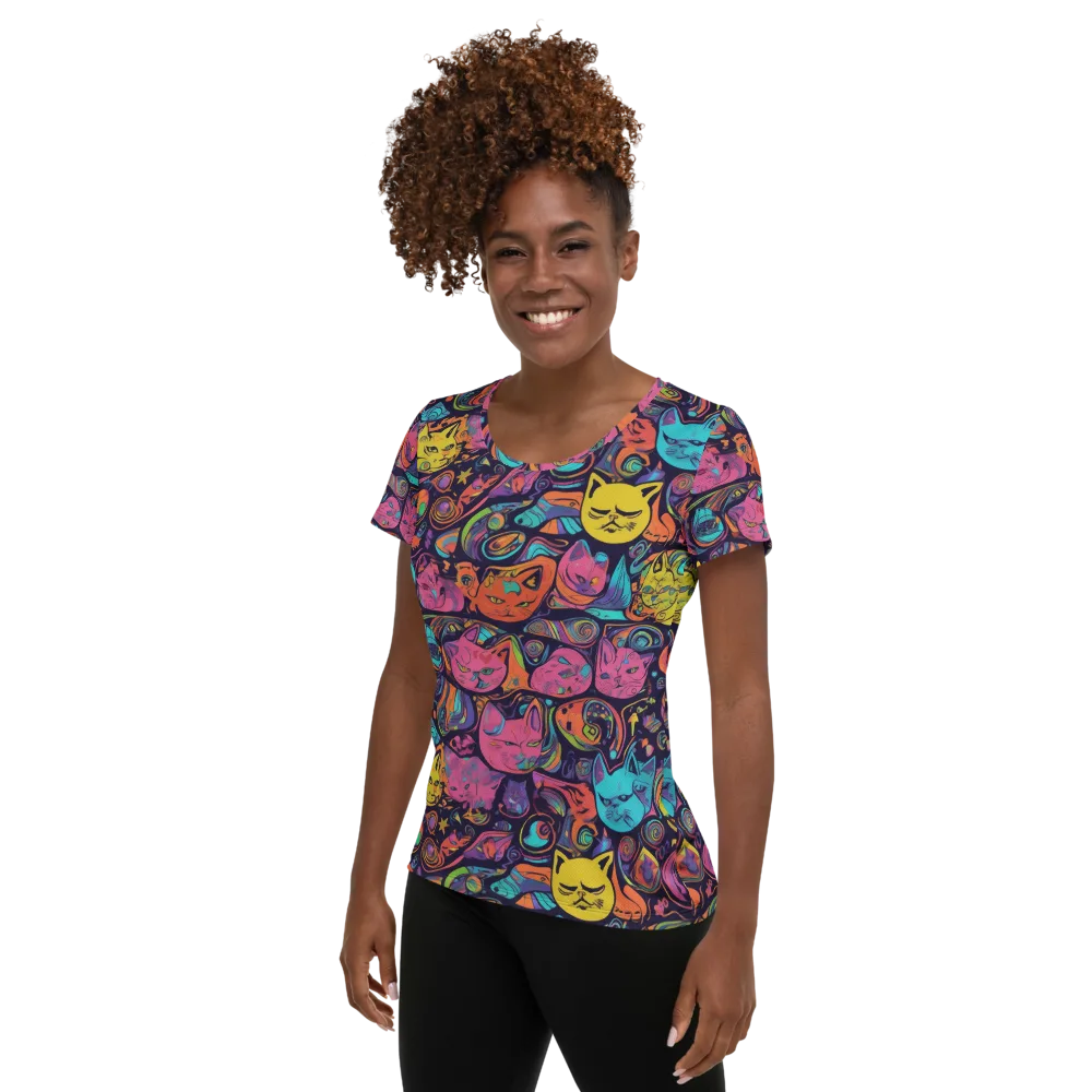 Moonlit Meow on Women's Athletic T-Shirt — Left
