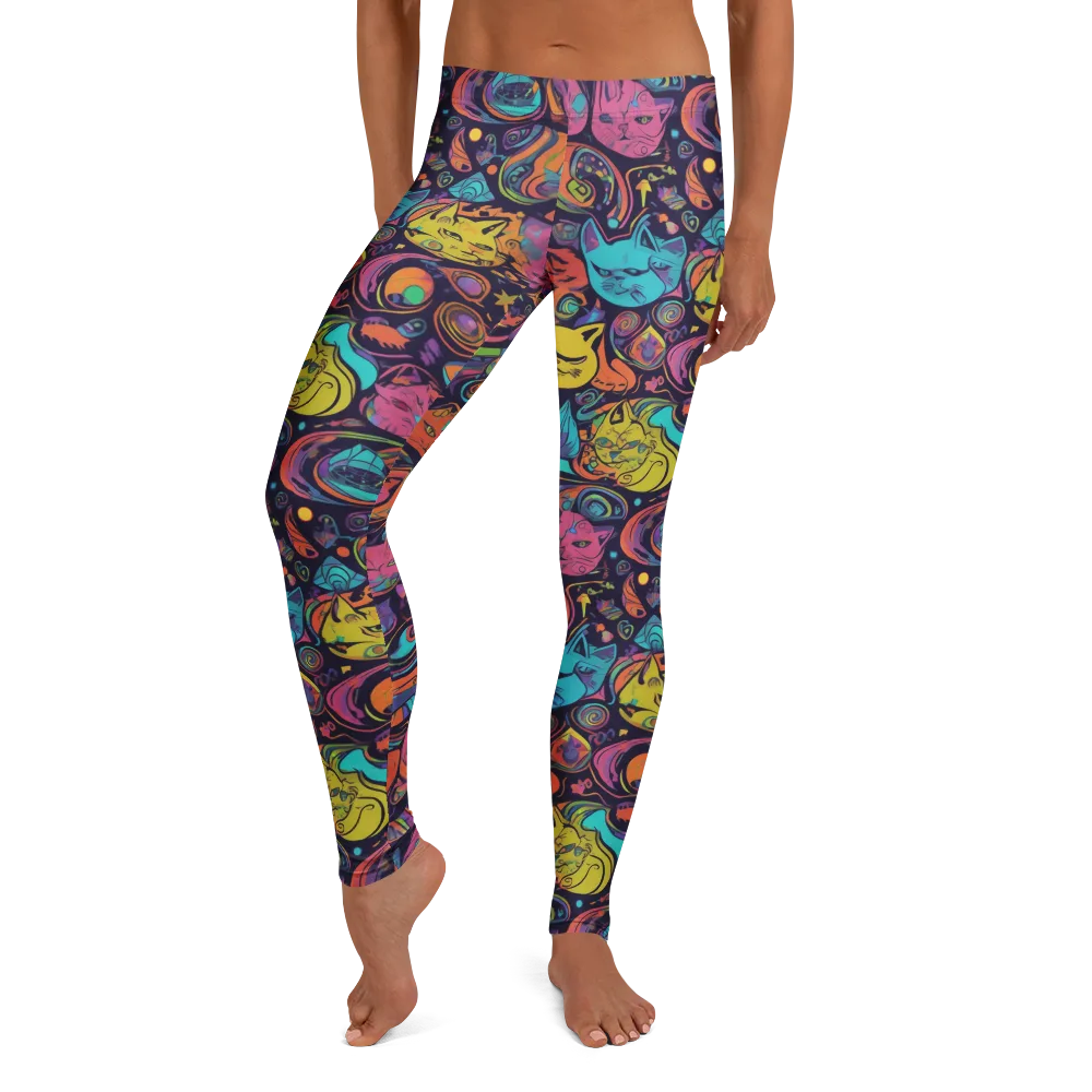 Moonlit Meow on Leggings — Front