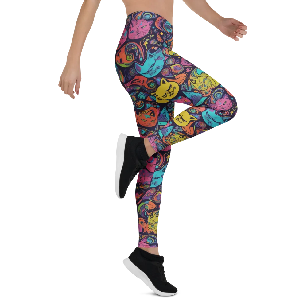 Moonlit Meow on Leggings — Right