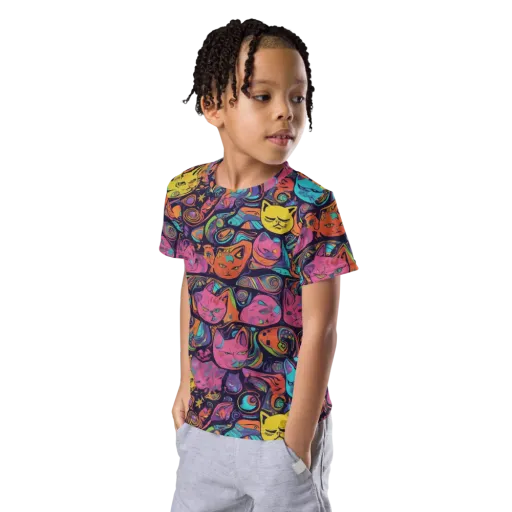Moonlit Meow on a Kids Crew Neck T-Shirt