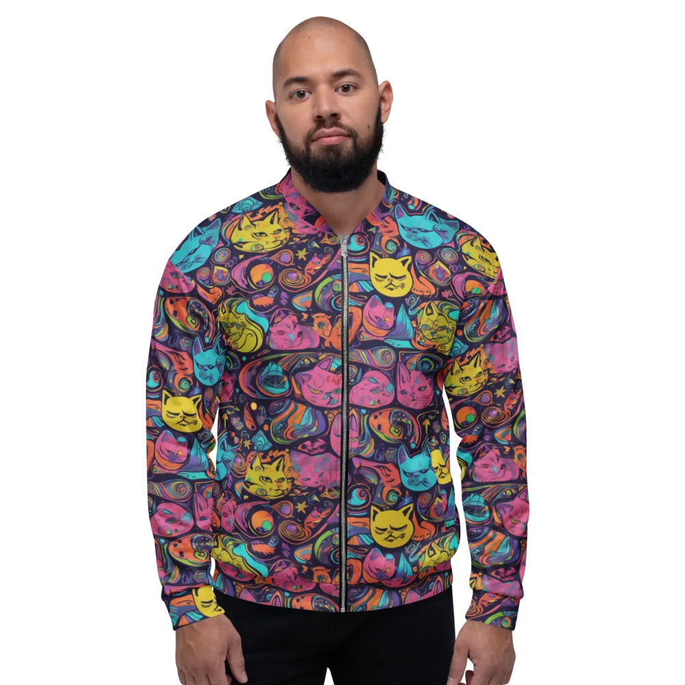 Moonlit Meow on Bomber Jacket — Front