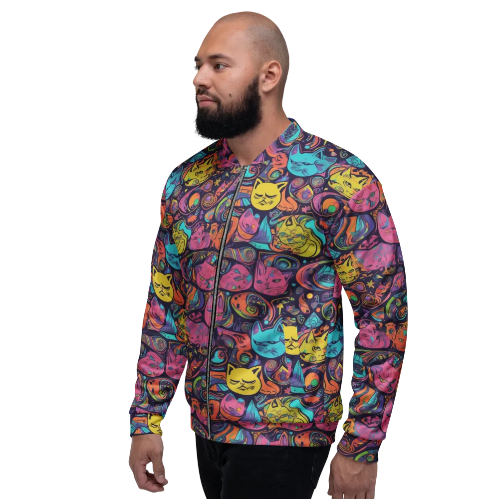 Moonlit Meow on Bomber Jacket — Left