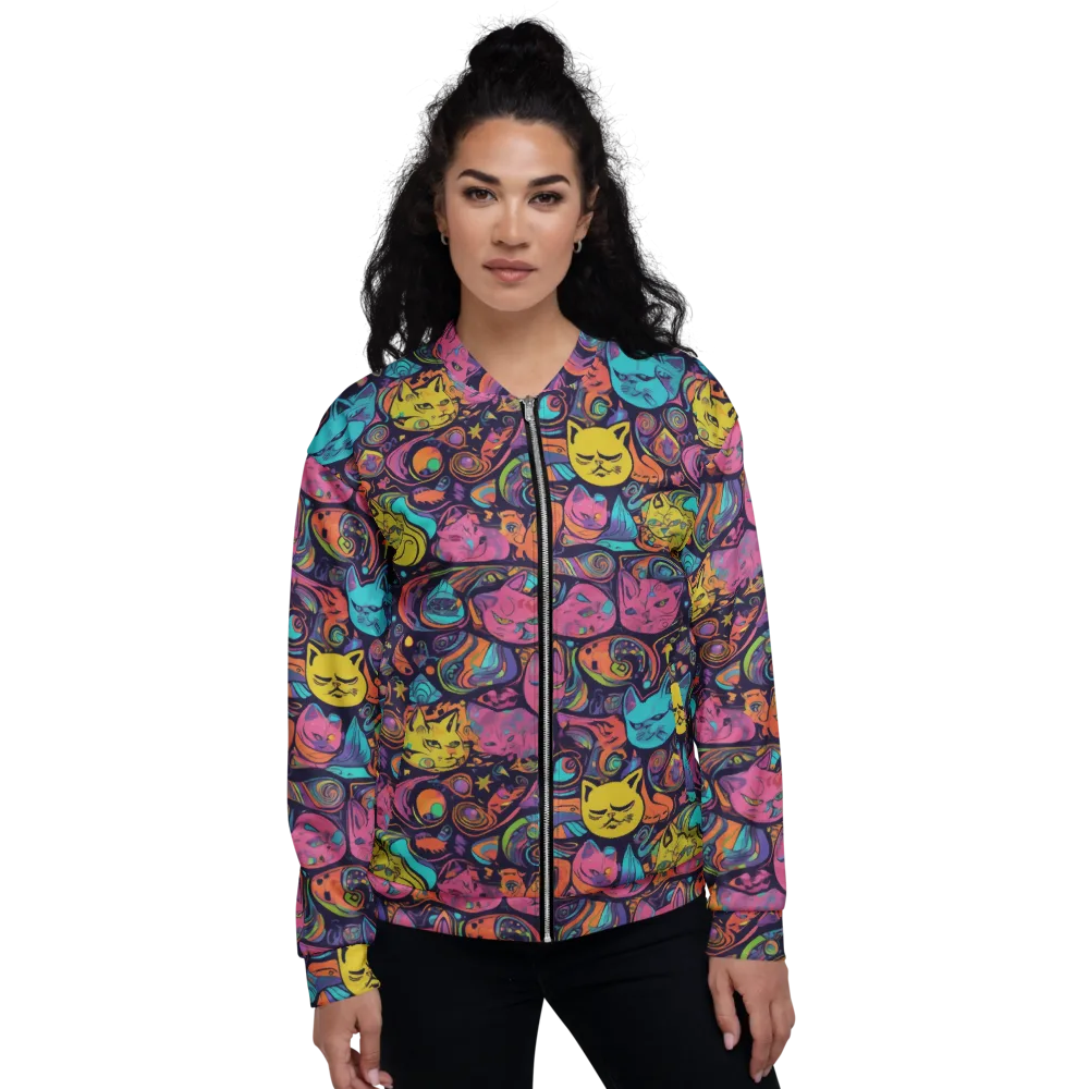 Moonlit Meow on Bomber Jacket — Front