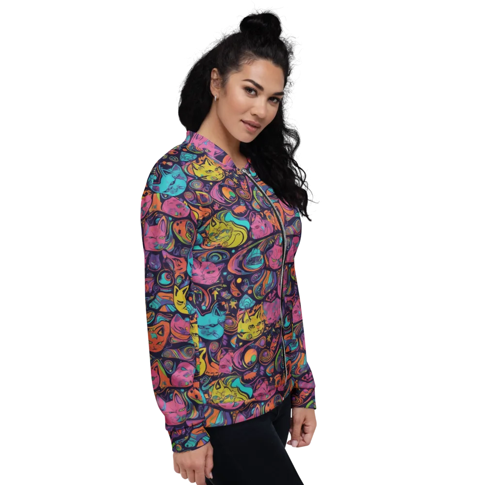 Moonlit Meow on Bomber Jacket — Right