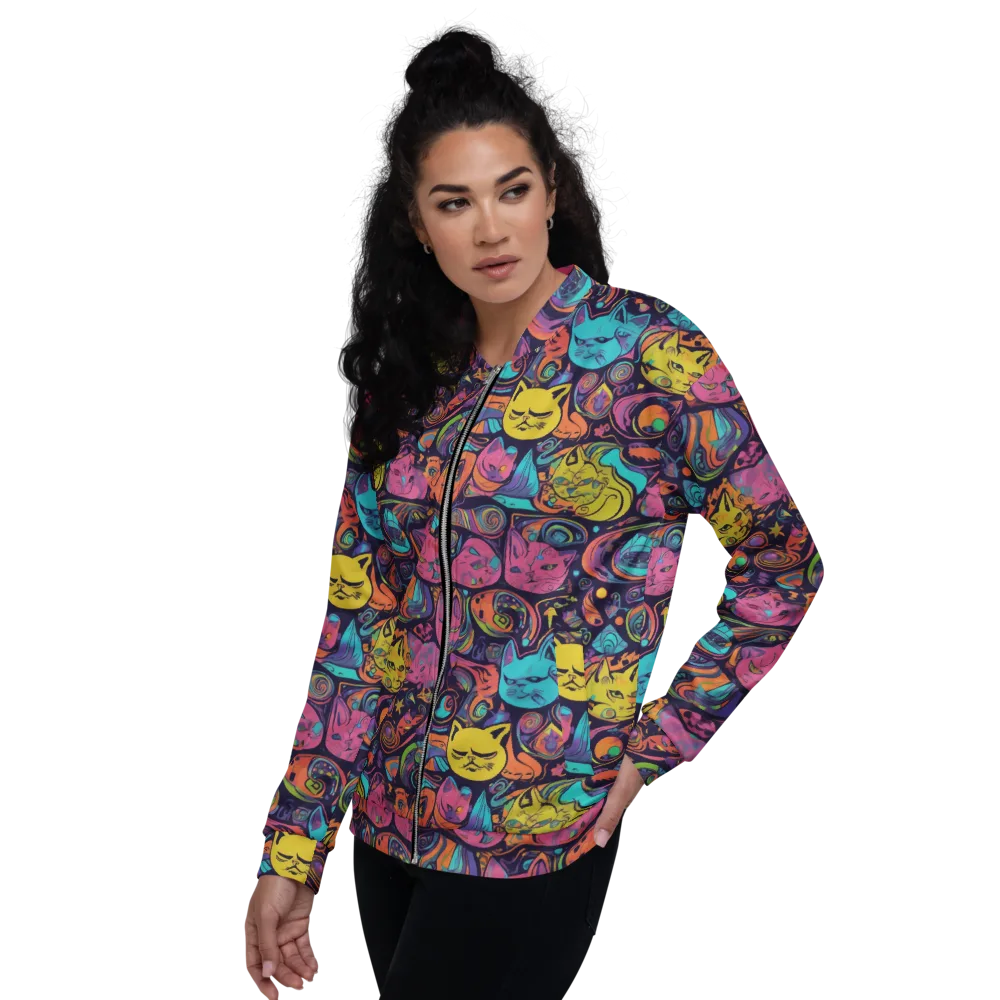 Moonlit Meow on Bomber Jacket — Left
