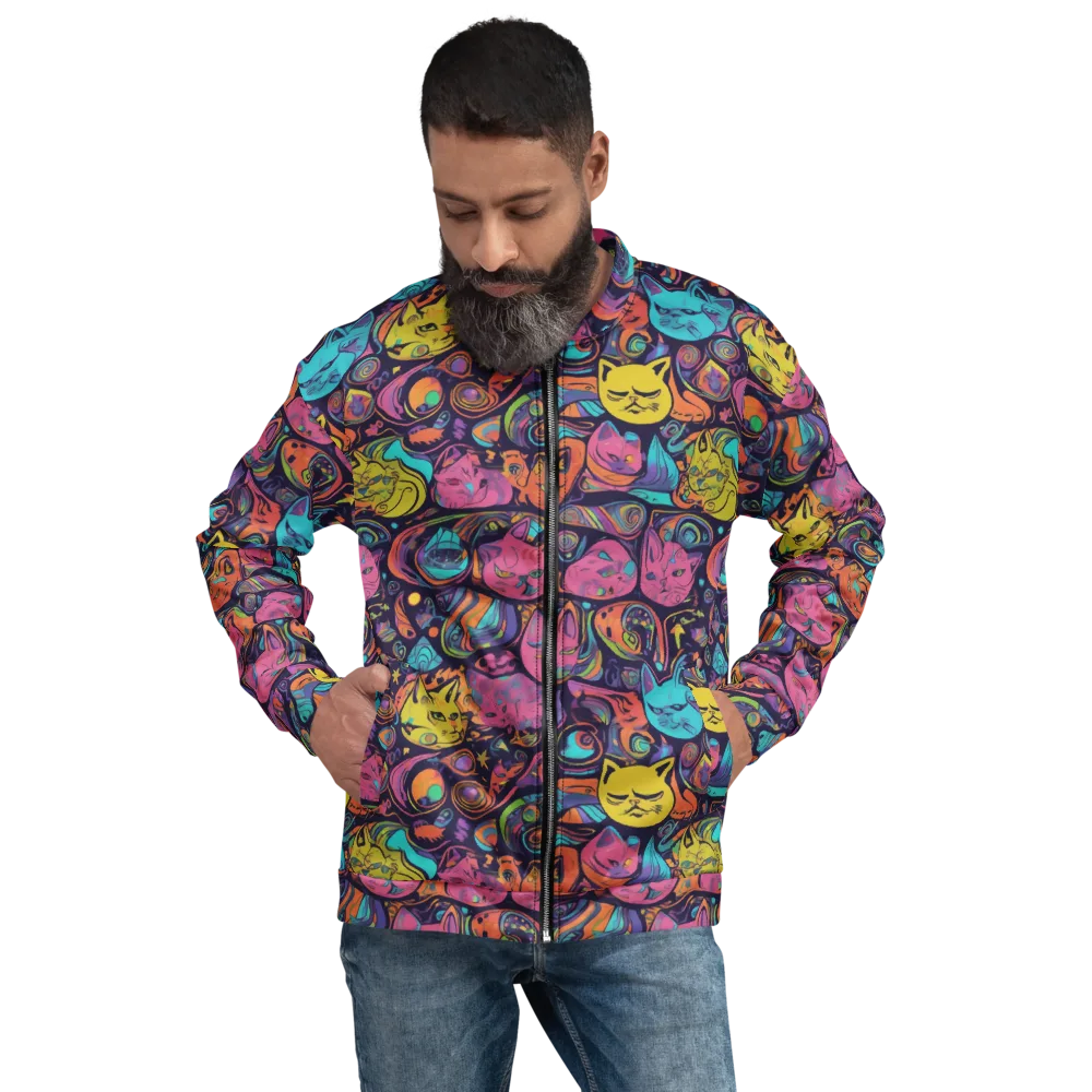 Moonlit Meow on Bomber Jacket — Front