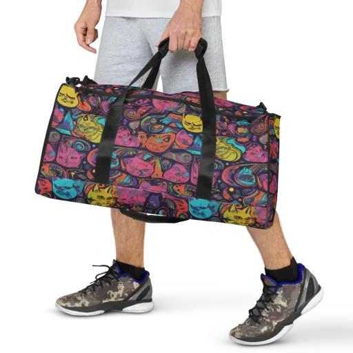 Moonlit Meow on a Duffle Bag