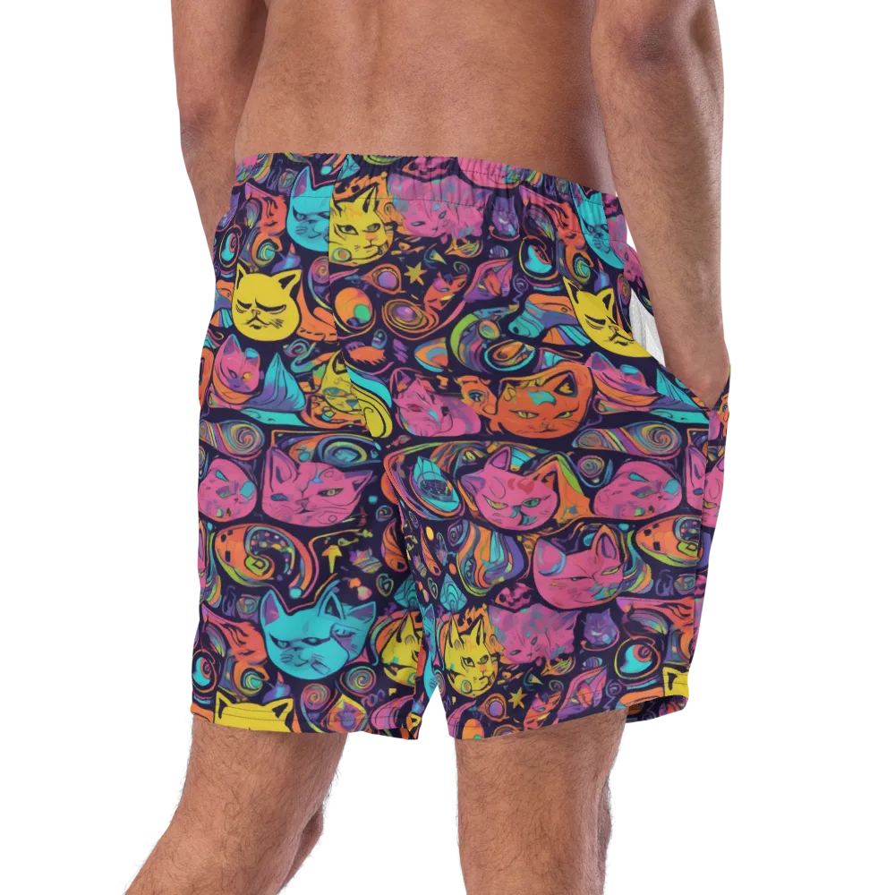 Moonlit Meow on Swim Trunks — Right Back