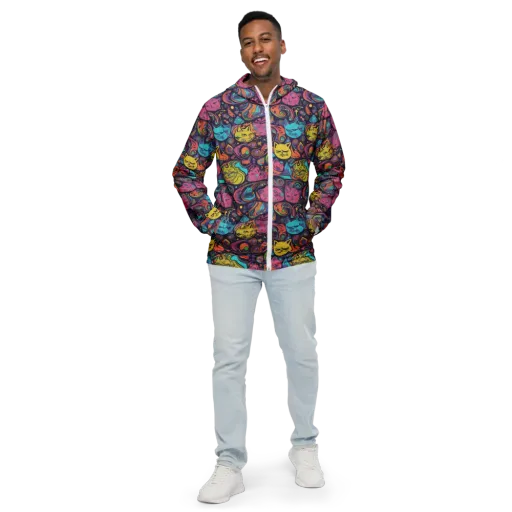 Moonlit Meow on a Men's Windbreaker