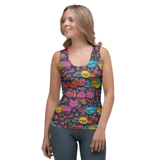 Moonlit Meow on a Women's Tank Top