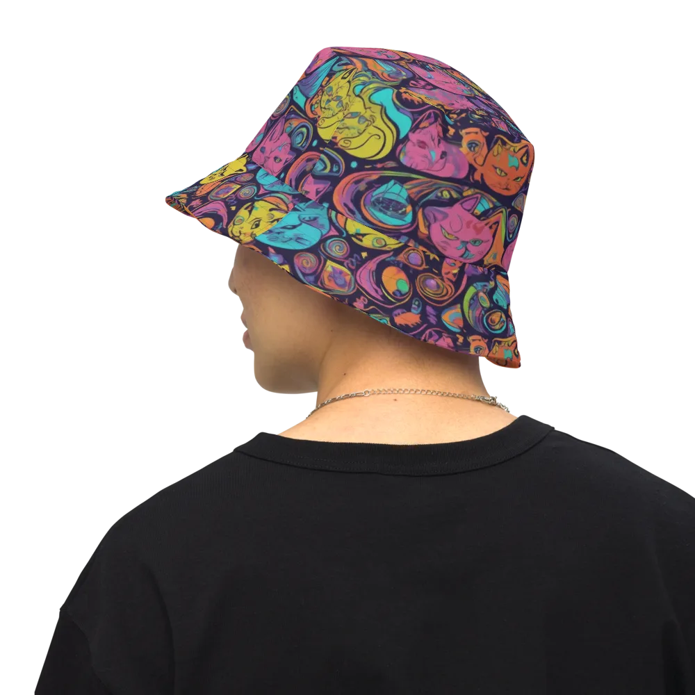 Moonlit Meow on Reversible Bucket Hat — Back Inside