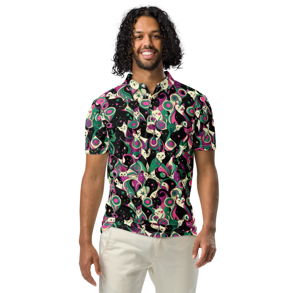 Lunar Whiskers on Men's Slim Fit Polo Shirt — Front