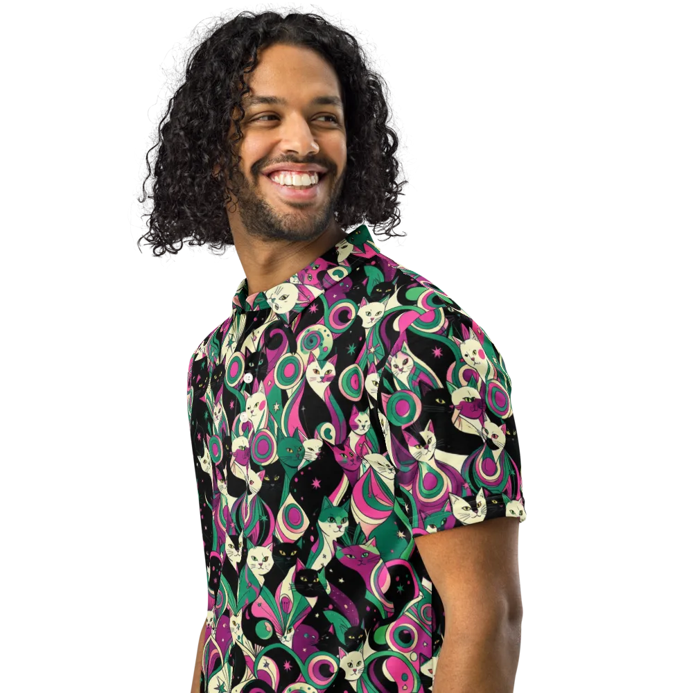 Lunar Whiskers on Men's Slim Fit Polo Shirt — Left Front