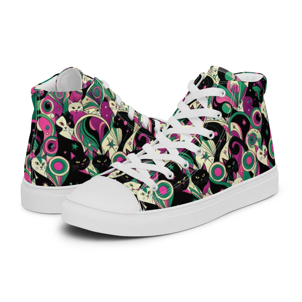 Lunar Whiskers on Men's High Top Canvas Shoes — Left