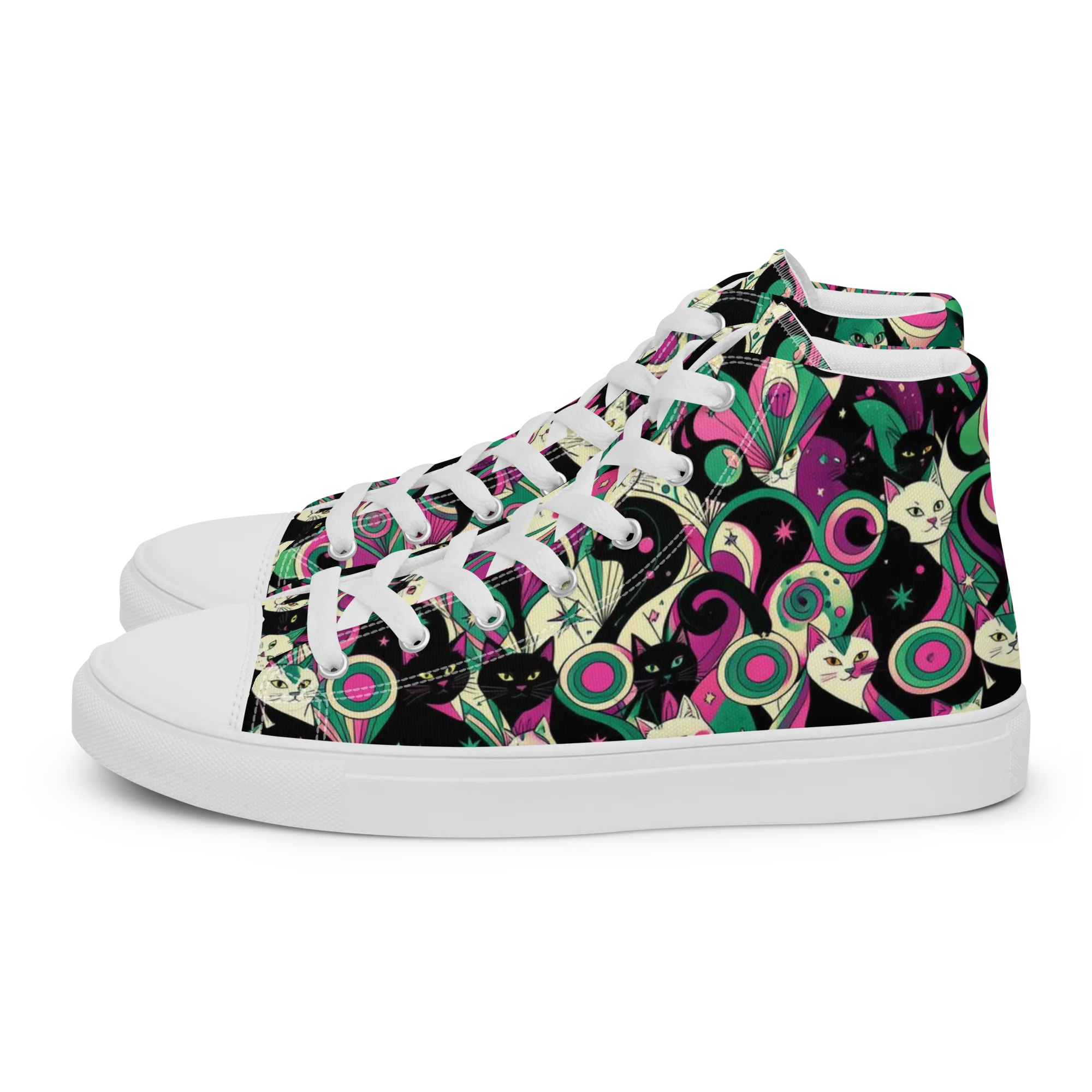 Lunar Whiskers on Women's High Top Canvas Shoes — Left