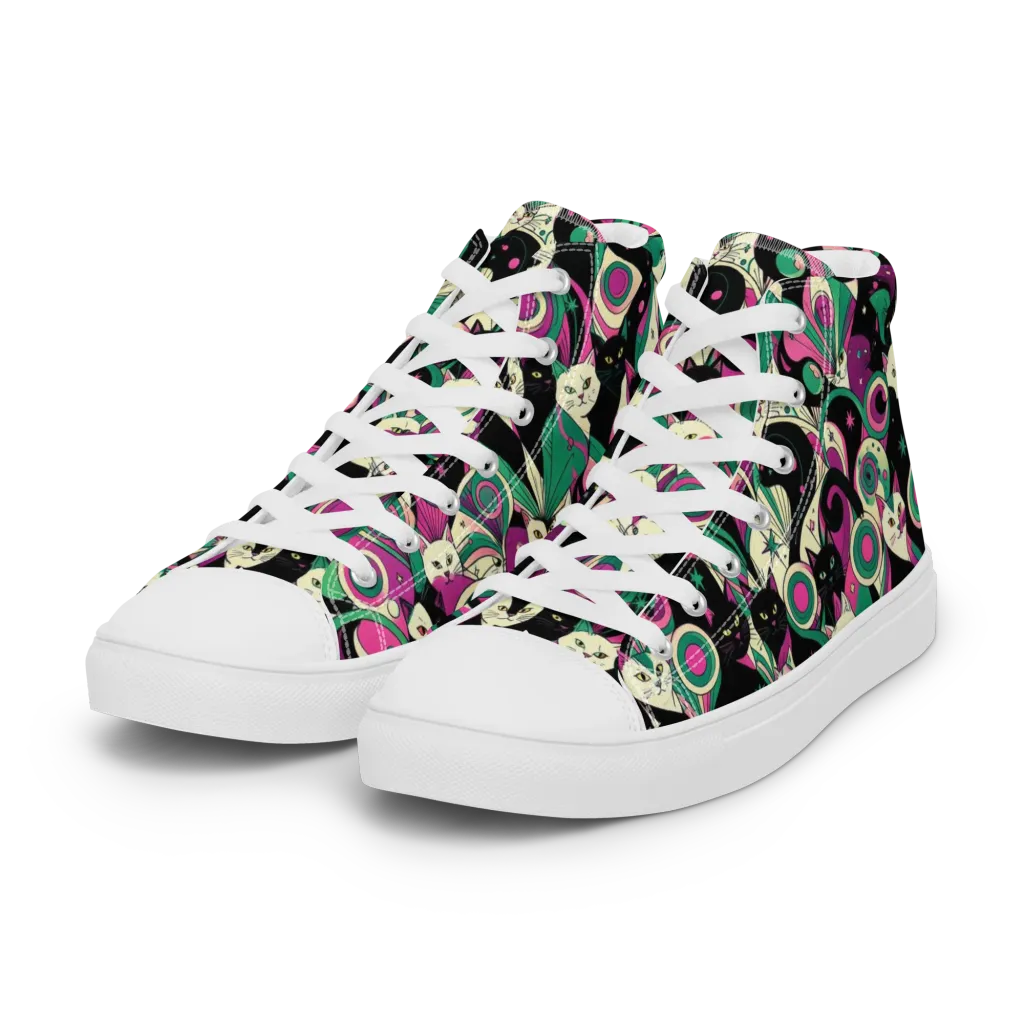 Lunar Whiskers on Women's High Top Canvas Shoes — Left Front