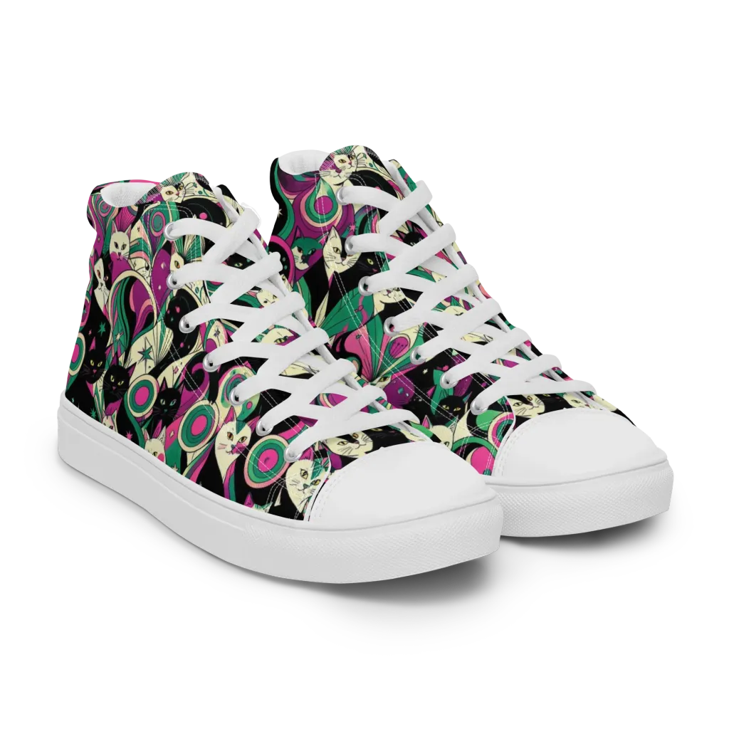 Lunar Whiskers on Women's High Top Canvas Shoes — Right Front
