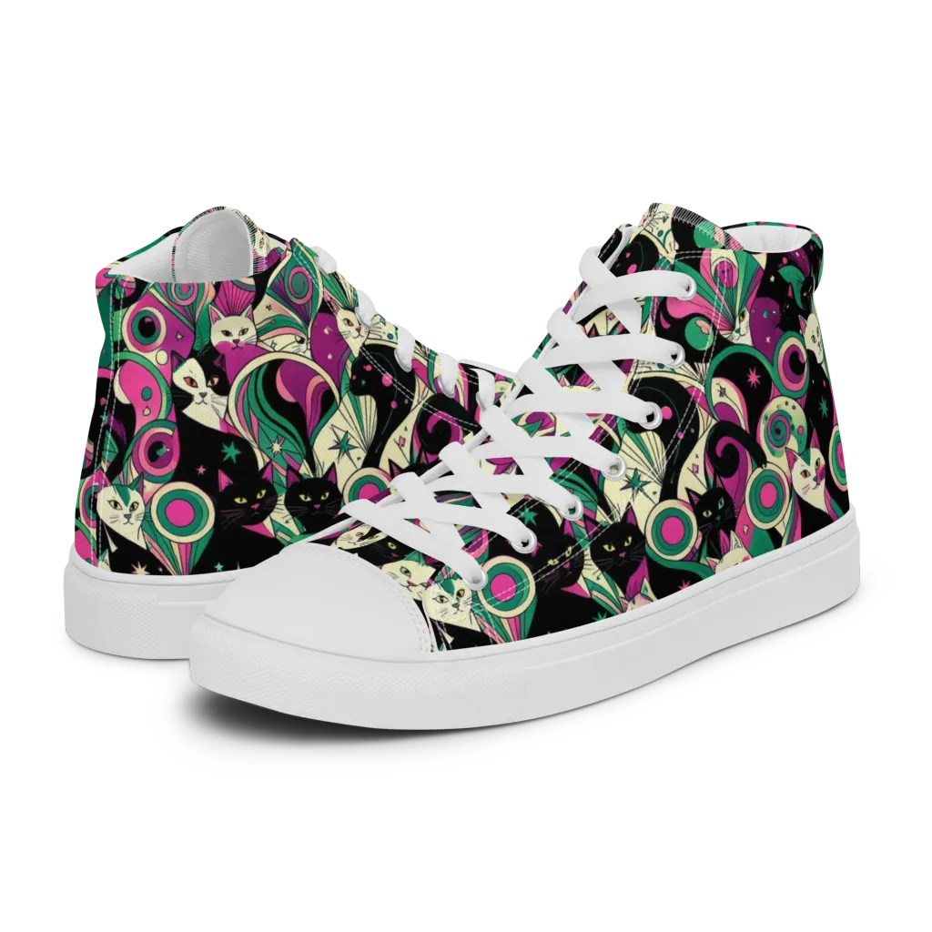 Lunar Whiskers on Women's High Top Canvas Shoes — Left