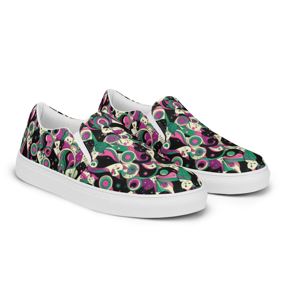 Lunar Whiskers on Men's Slip-On Canvas Shoes — Right Front