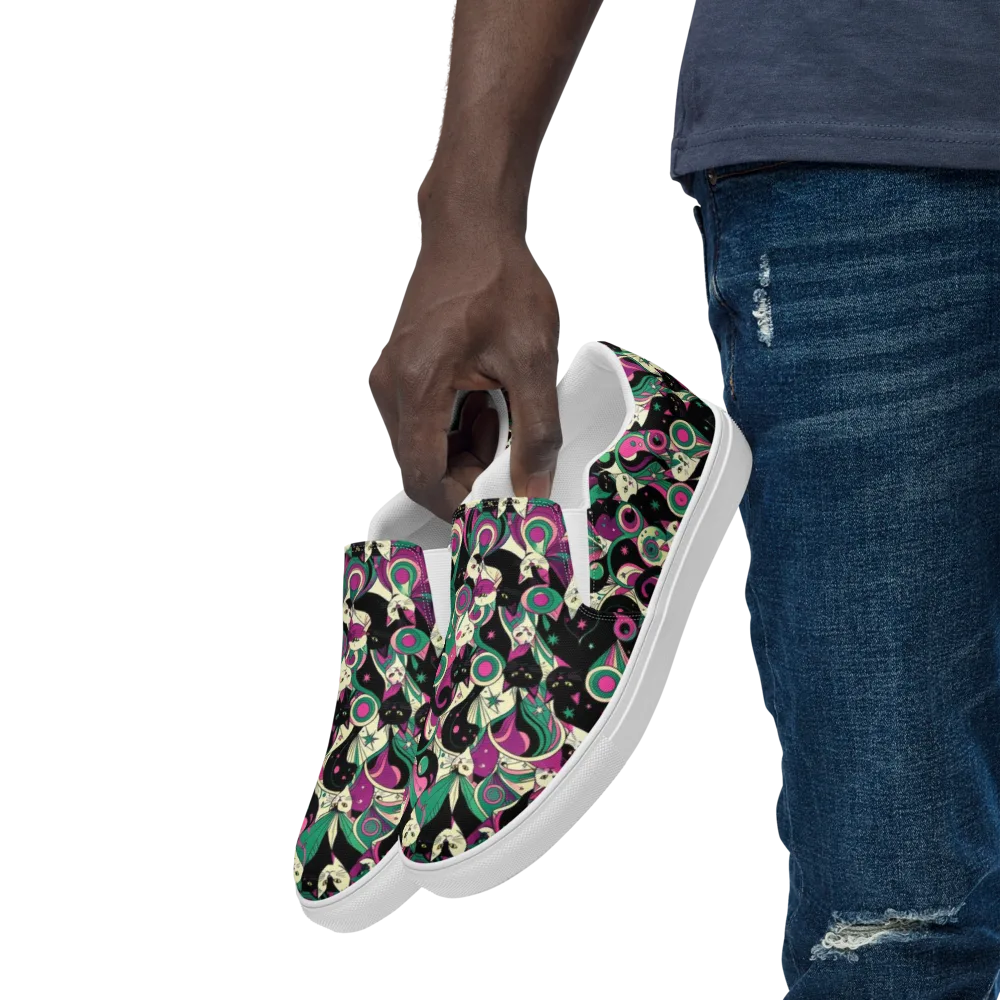 Lunar Whiskers on Men's Slip-On Canvas Shoes — Left Front