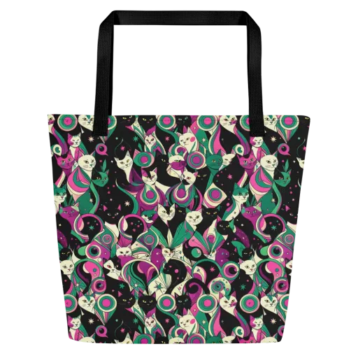 Lunar Whiskers on a Large Tote Bag W/ Pocket
