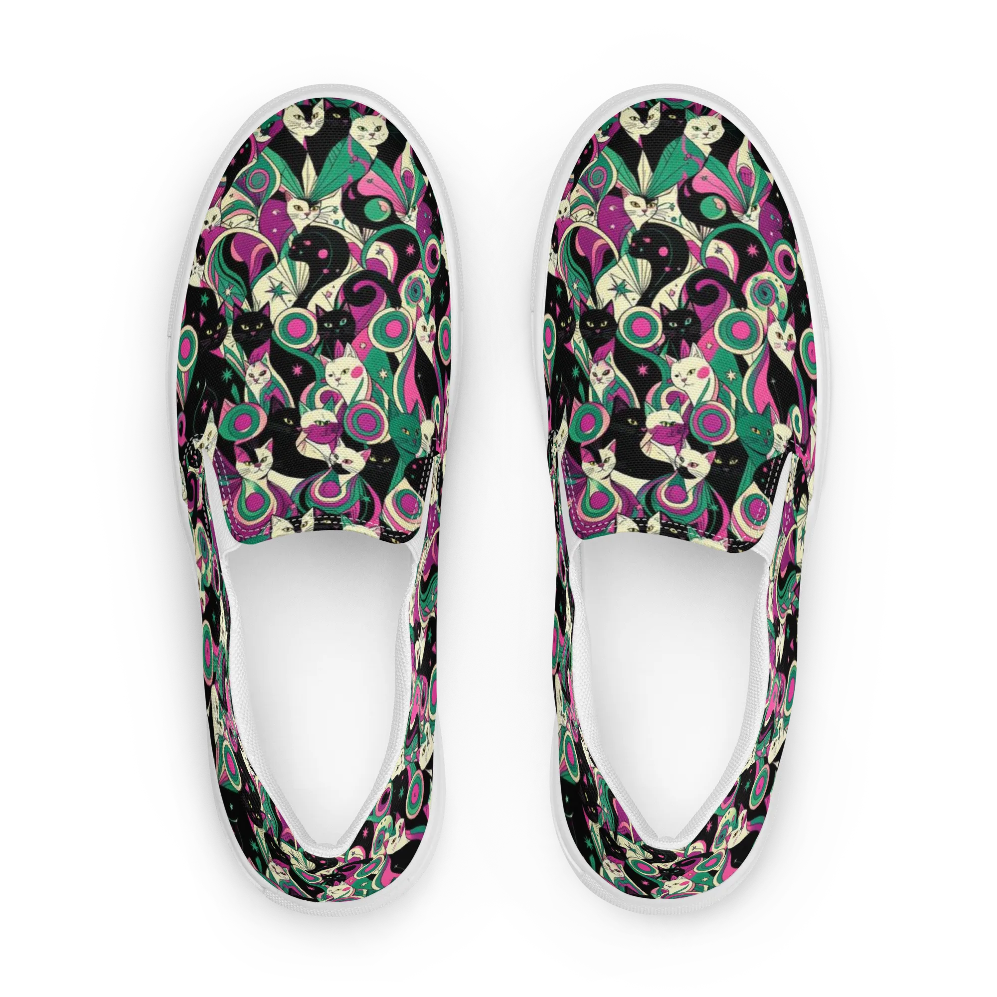 Lunar Whiskers on Women's Slip-On Canvas Shoes — Front