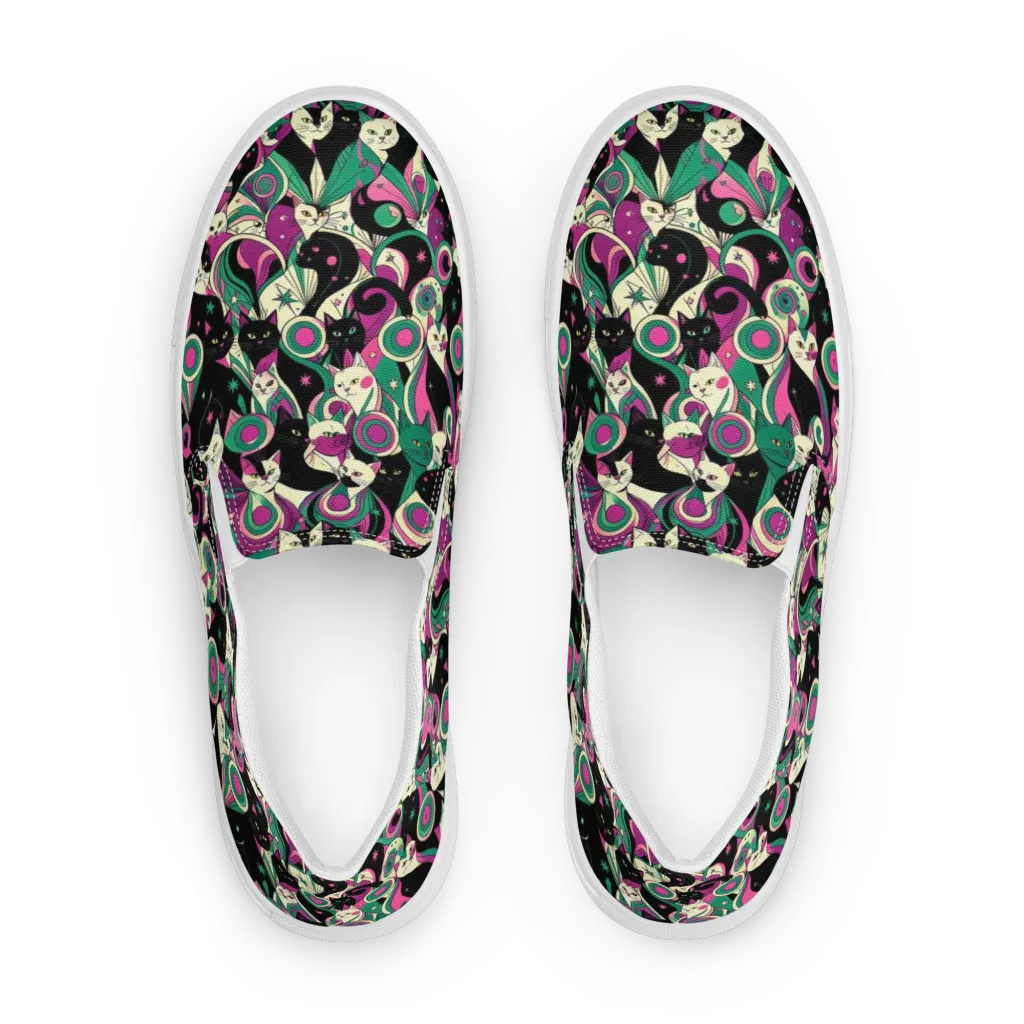 Lunar Whiskers on Women's Slip-On Canvas Shoes — Front