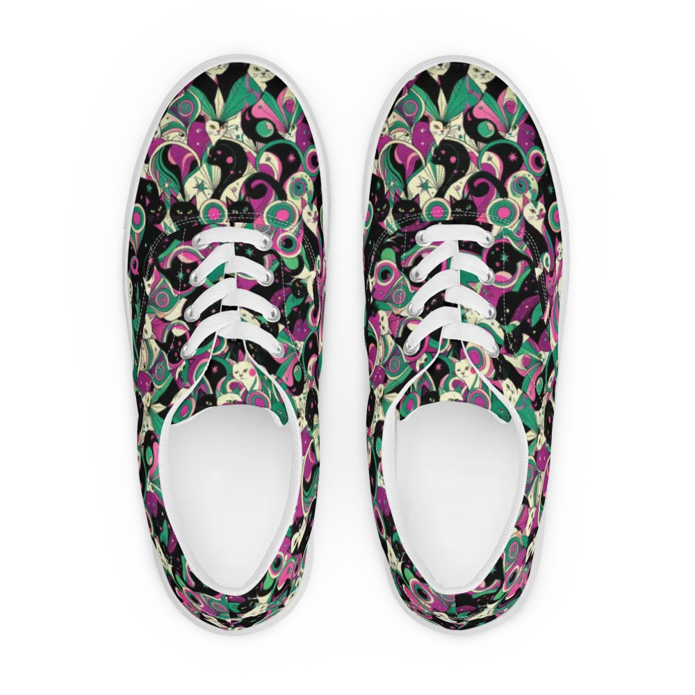 Lunar Whiskers on Men's Lace-Up Canvas Shoes — Front
