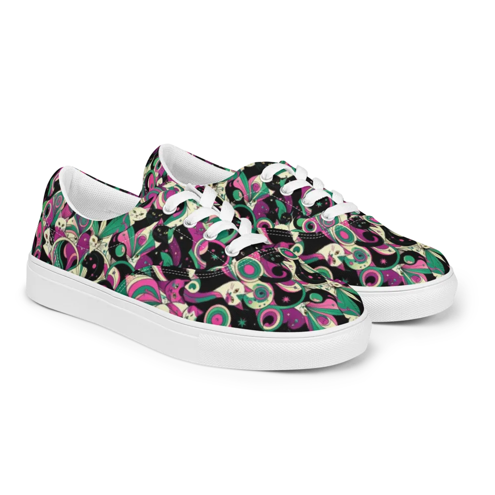 Lunar Whiskers on Men's Lace-Up Canvas Shoes — Right Front