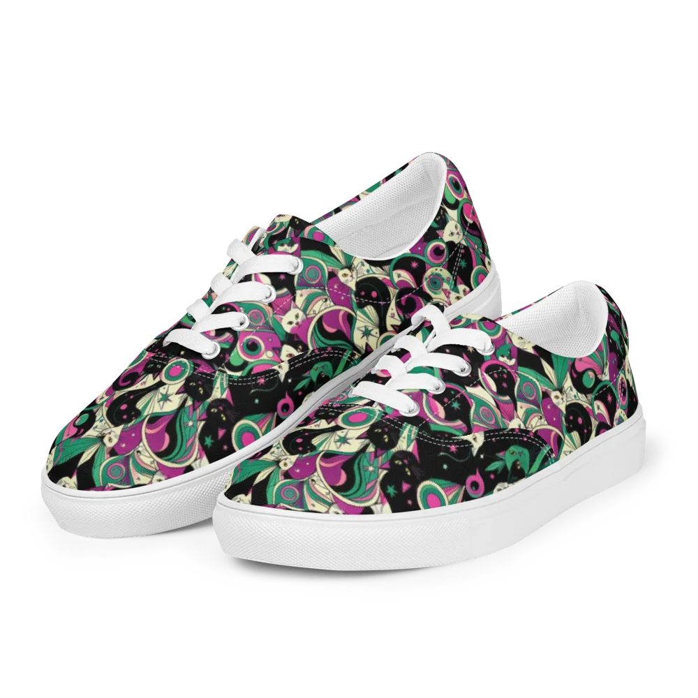 Lunar Whiskers on Men's Lace-Up Canvas Shoes — Left Front