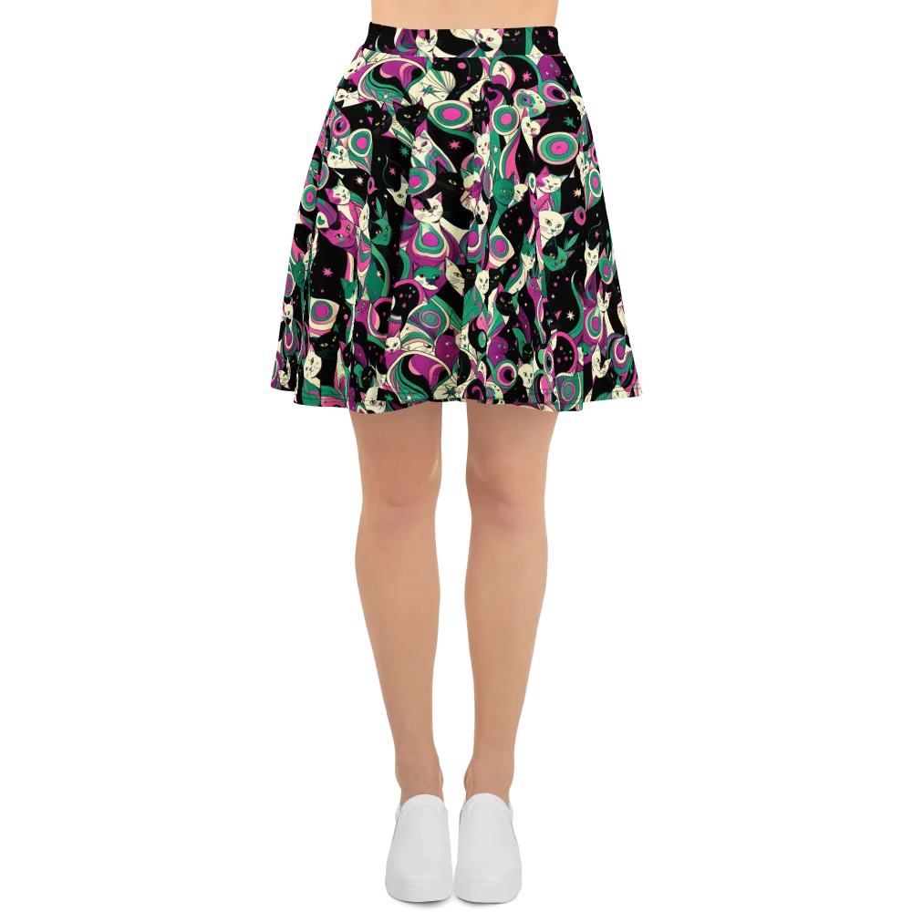 Lunar Whiskers on Skater Skirt — Front