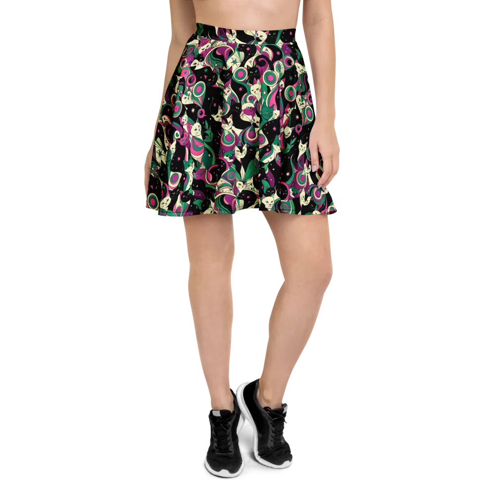 Lunar Whiskers on Skater Skirt — Front