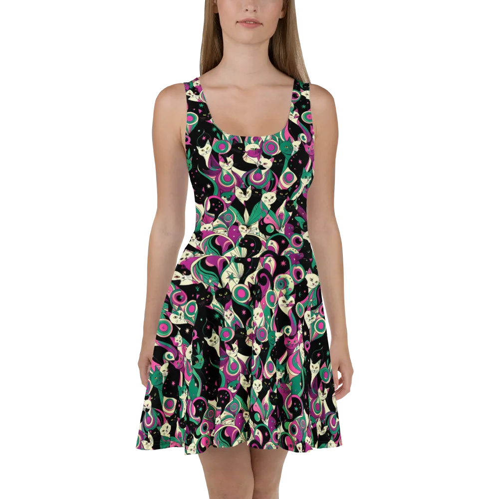 Lunar Whiskers on Skater Dress — Front