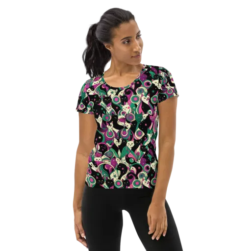 Lunar Whiskers on a Women's Athletic T-Shirt