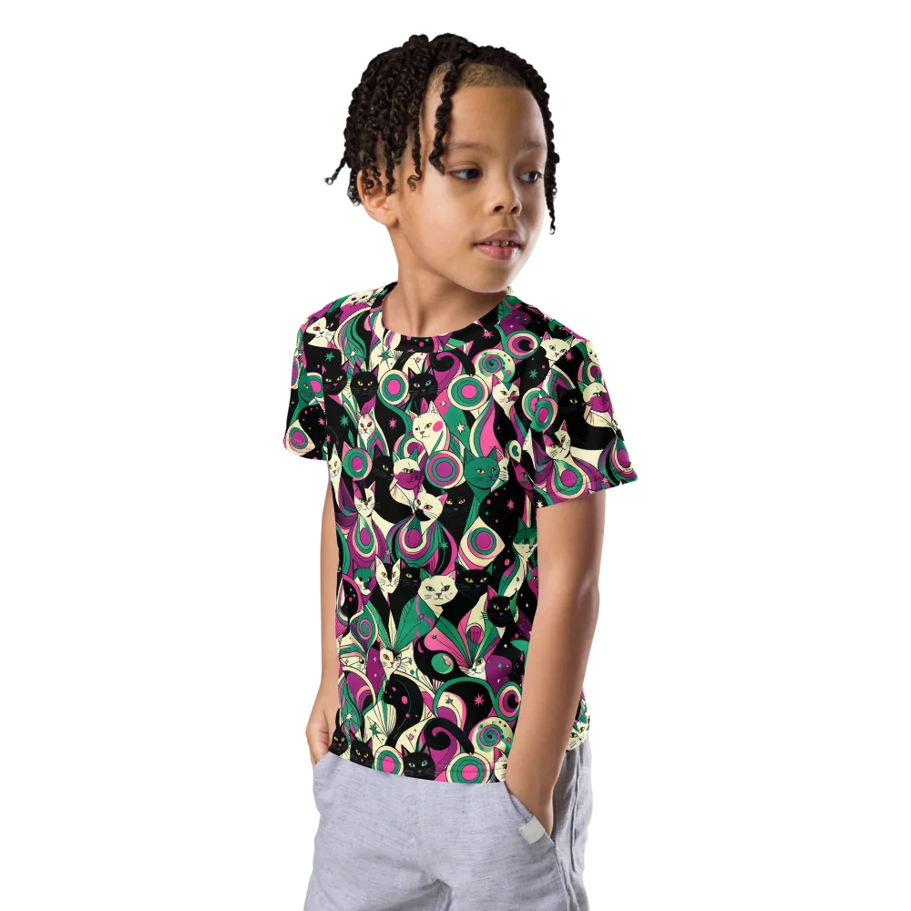 Lunar Whiskers on Kids Crew Neck T-Shirt — Left Front