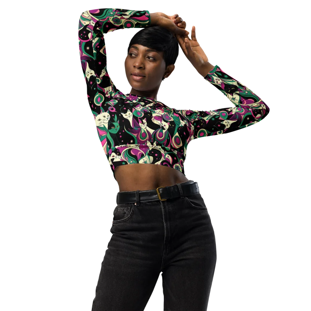 Lunar Whiskers on Long Sleeve Crop Top — Front