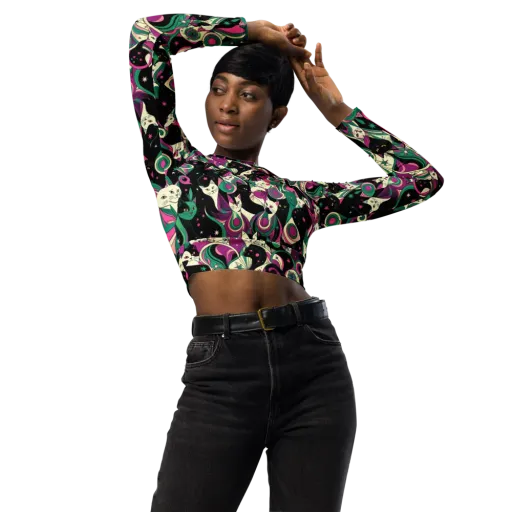 Lunar Whiskers on a Long Sleeve Crop Top