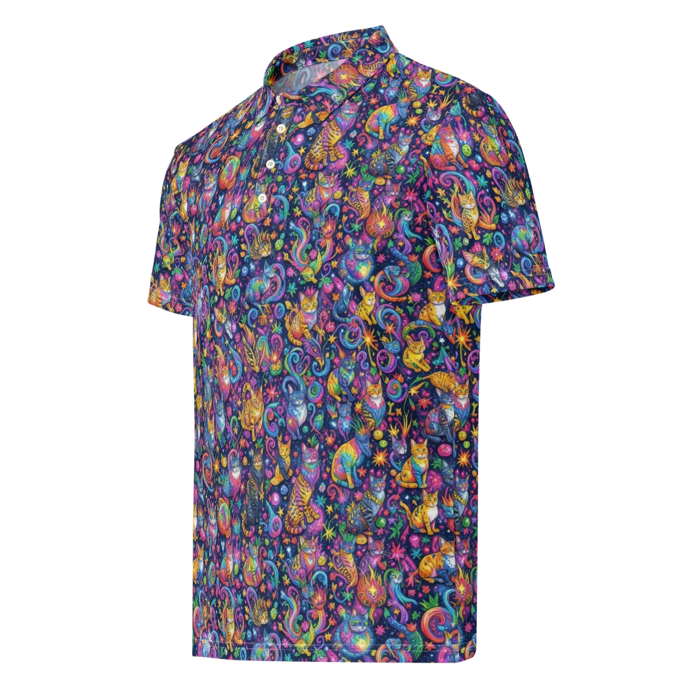 Galactic Whiskers on Men's Slim Fit Polo Shirt — Left Front