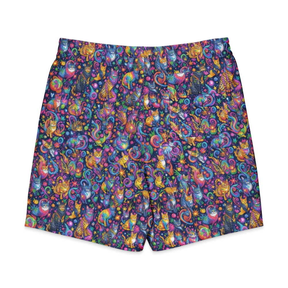 Galactic Whiskers on Men's Board Shorts — Back