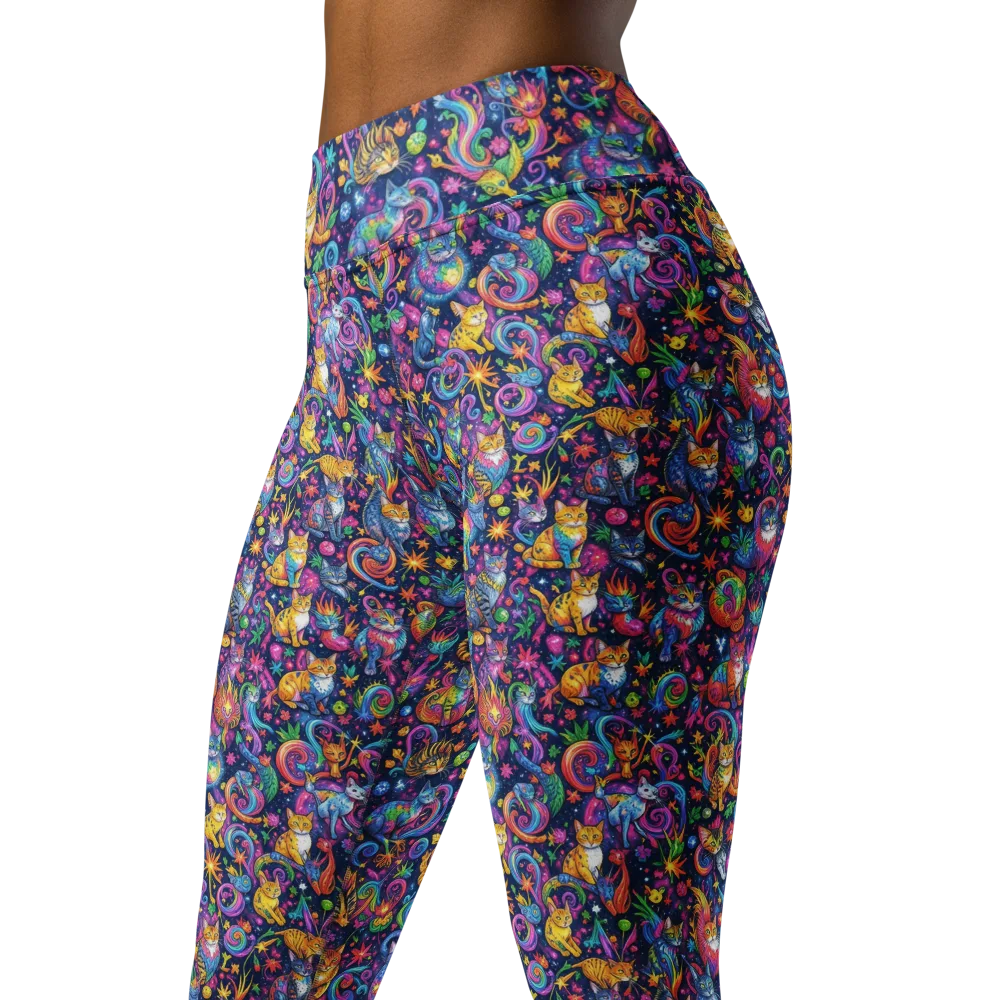 Galactic Whiskers on Yoga Leggings — Left Front
