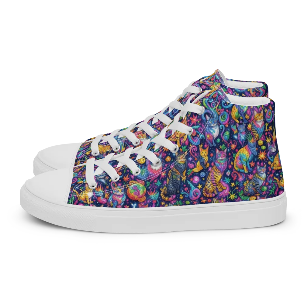 Galactic Whiskers on Men's High Top Canvas Shoes — Left