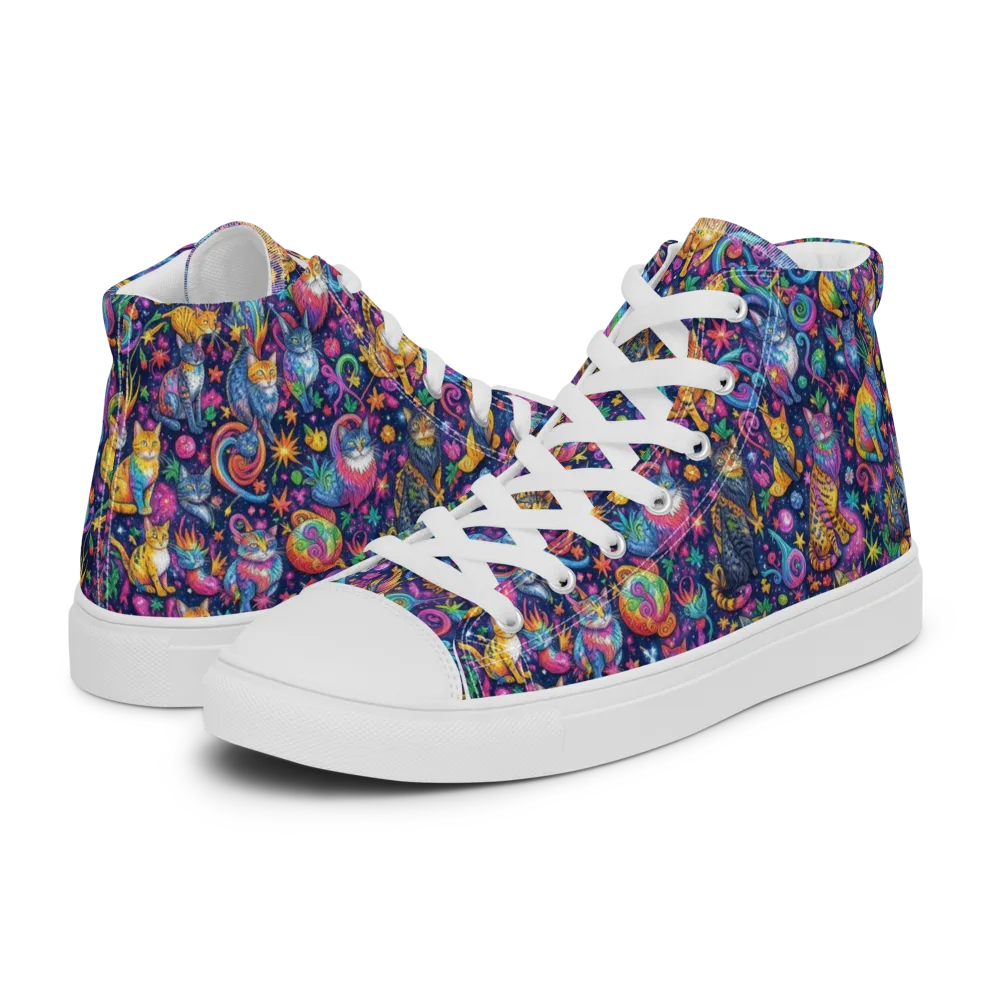 Galactic Whiskers on Men's High Top Canvas Shoes — Left