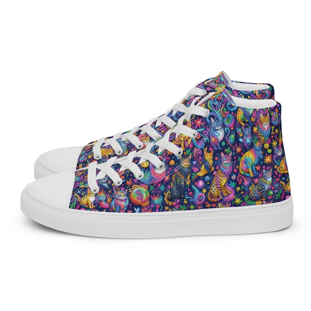 Galactic Whiskers on Women's High Top Canvas Shoes — Left
