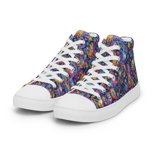 Galactic Whiskers on a Women's High Top Canvas Shoes