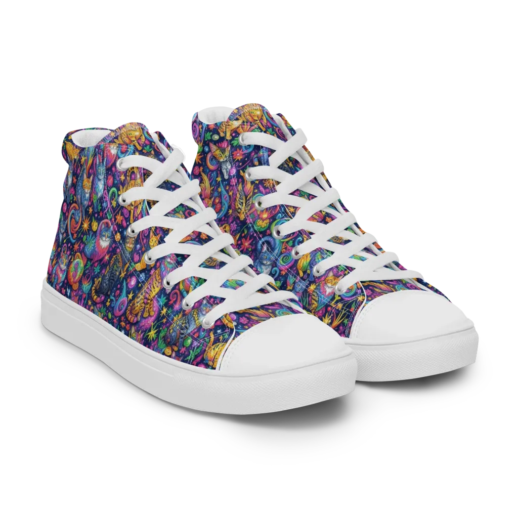 Galactic Whiskers on Women's High Top Canvas Shoes — Right Front